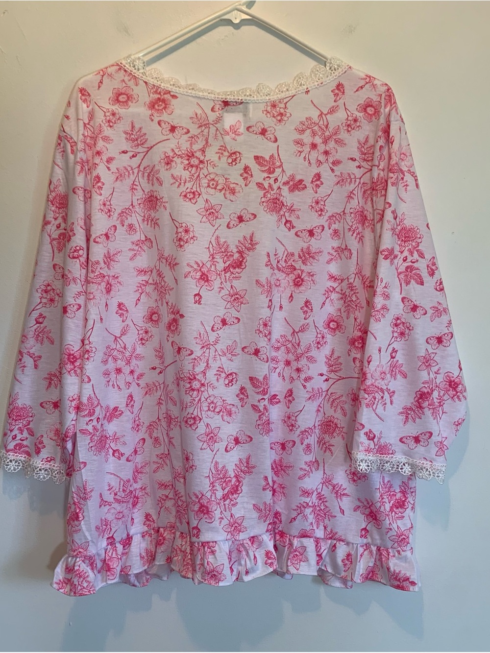 French Country Intimates Pink Floral Butterfly Bed Jacket Loungewear Cardigan - Picture 5 of 6